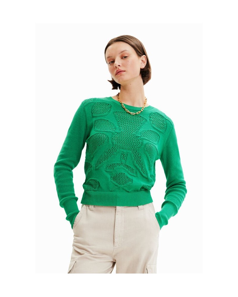 PULL MOTIFS AJOURES FLEUR